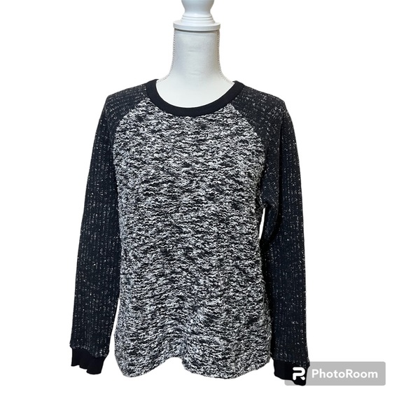 Lou & Grey Raglan Sleeve Grey and Black Sweater - Picture 2 of 11